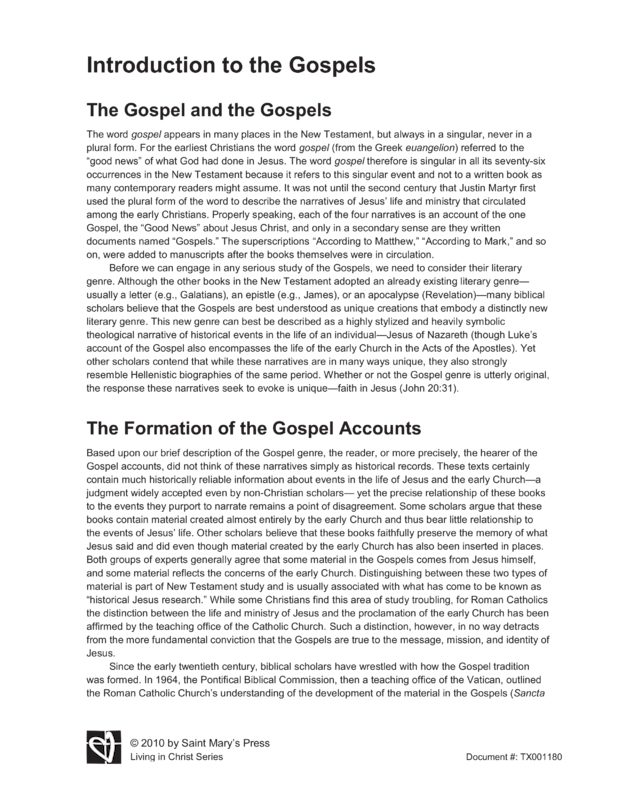 Introduction To The Gospels | Saint Mary's Press