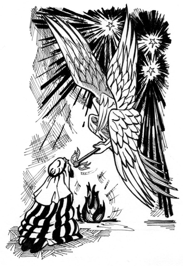 Isaiah 6 Illustration - Isaiah Purified by Seraphim | Saint Mary's Press