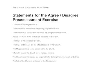 agree disagree exercise activities other preassessment church statements