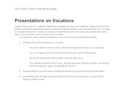 presentation for vocation